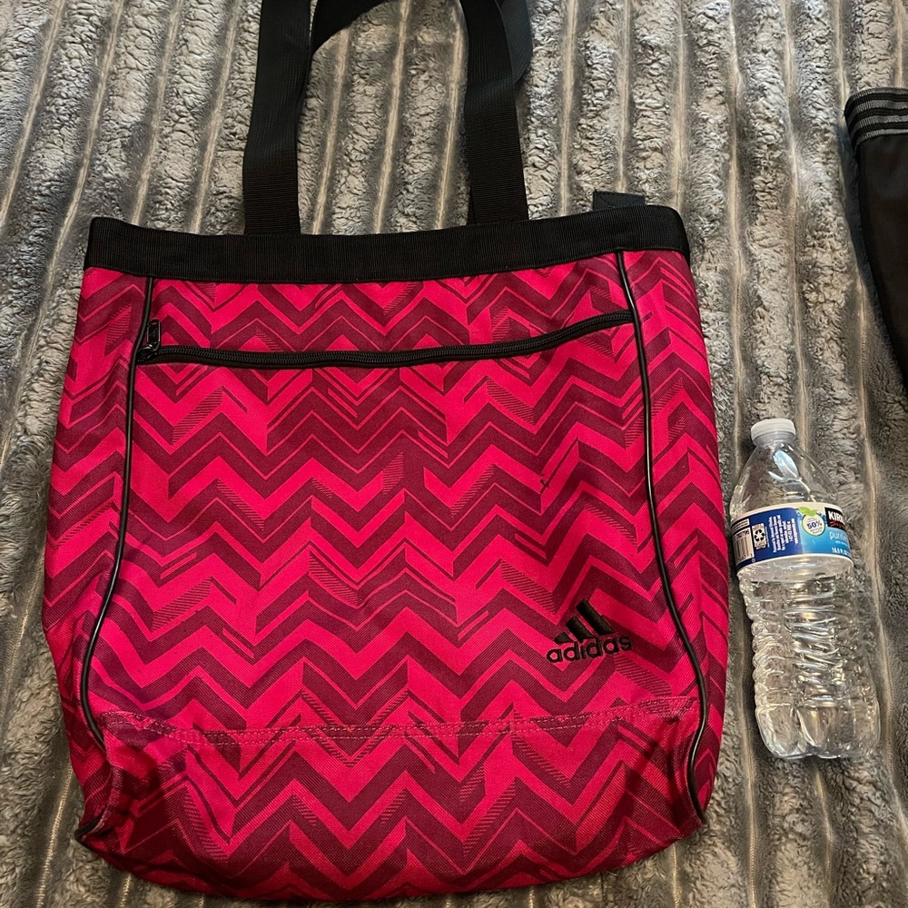 adidas Pink Chevron Tote with Black Trim GUC